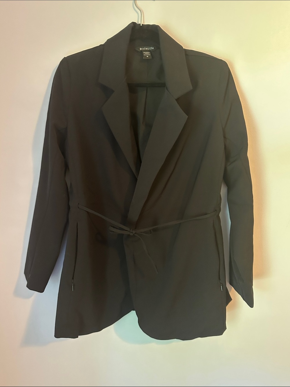 Athleta Black Wrap-Front Blazer with Self-Tie Waist